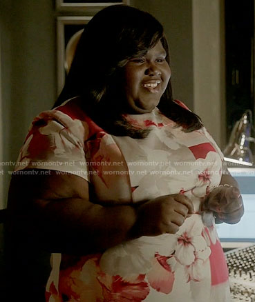 Becky's red and white floral dress on Empire