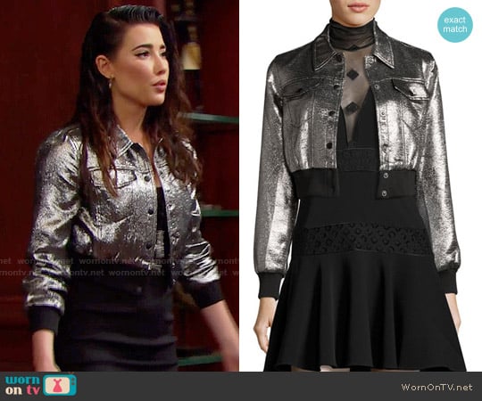 Cinq a Sept Kane Metallic Jacket worn by Steffy Forrester (Jacqueline MacInnes Wood) on The Bold and the Beautiful