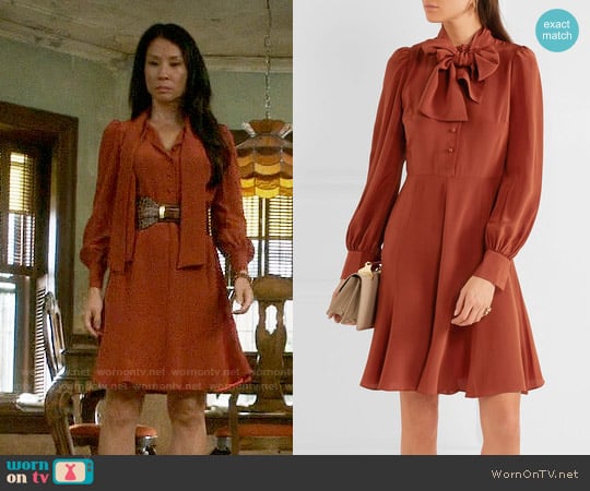 Co Pussy-bow Crepe de Chine Dress worn by Joan Watson (Lucy Liu) on Elementary