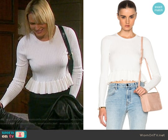 10 Crosby by Derek Lam Ruffle Hem Sweater worn by Nicole Walker (Arianne Zucker) on Days of our Lives