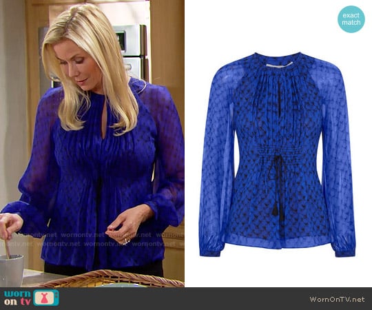 Diane von Furstenberg Mollie Blouse worn by Brooke Logan (Katherine Kelly Lang) on The Bold and the Beautiful