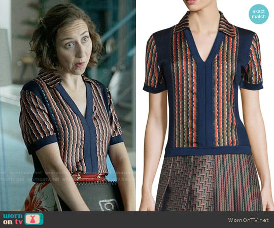 Diane von Furstenberg Paley Top worn by Carol Pilbasian (Kristen Schaal) on Last Man On Earth