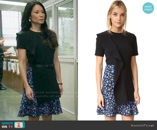 EDIT Asymmetric Sculptured Frill Mini Dress worn by Joan Watson (Lucy Liu) on Elementary