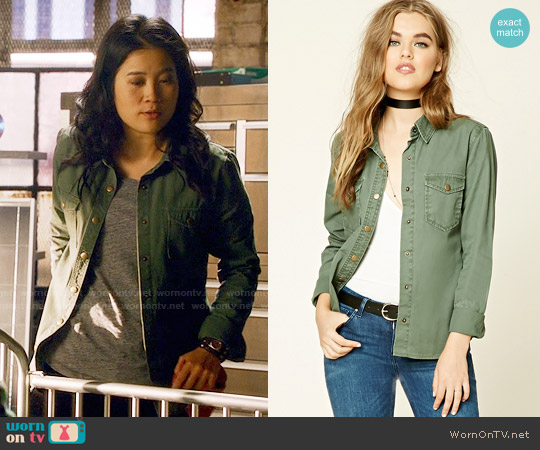 Forever 21 Snap-Button Cotton Jacket worn by Happy Quinn (Jadyn Wong) on Scorpion