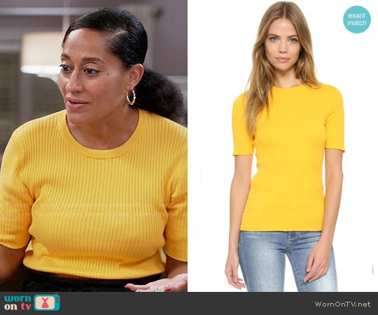 Frame Le Crew Ribbed Cotton Sweater worn by Rainbow Johnson (Tracee Ellis Ross) on Black-ish