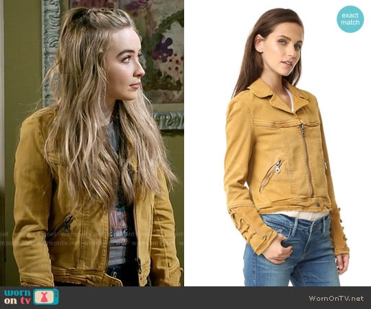 Free People Shrunken Jean Jacket in Honey worn by Maya Hart (Sabrina Carpenter) on Girl Meets World