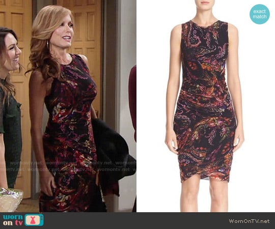 Fuzzi Paisley Print Tulle Sheath Dress worn by Lauren Fenmore (Tracey Bregman) on The Young and the Restless