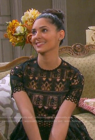 Gabi’s black lace short sleeved dress on Days of our Lives