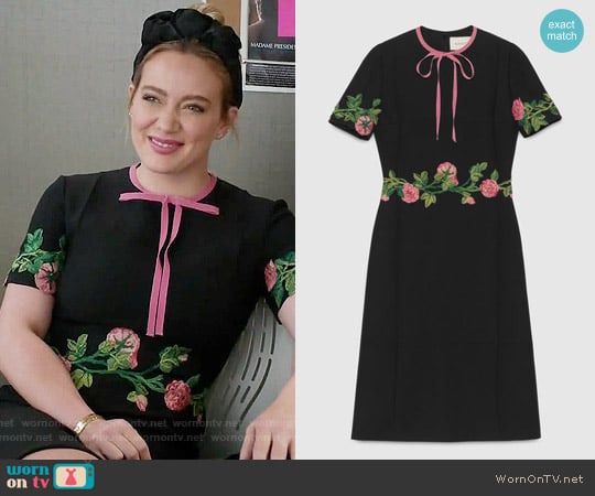 Gucci Embroidered Wool Silk Dress worn by Kelsey Peters (Hilary Duff) on Younger