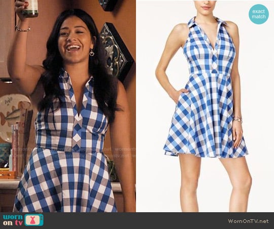 Guess Janette Gingham Halter Shirtdress worn by Jane Villanueva (Gina Rodriguez) on Jane the Virgin