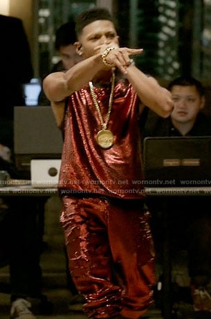 Hakeem's red sequin top and pants on Empire