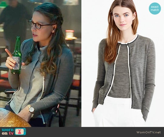 J. Crew Tipped Jackie Cardigan worn by Kara Danvers (Melissa Benoist) on Supergirl