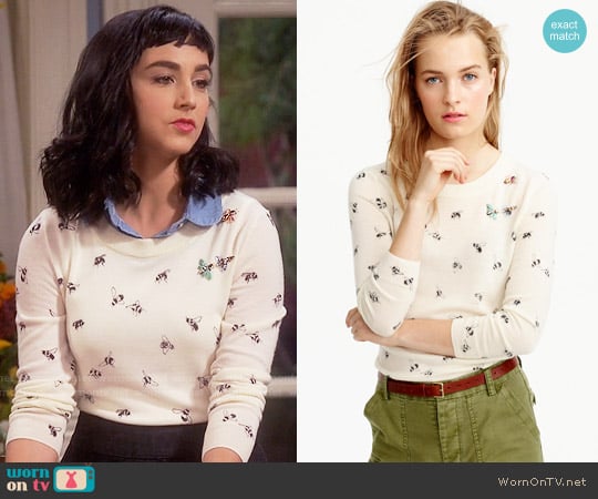 J. Crew Tippi Sweater in Embellished Bee Print worn by Mandy Baxter ( Molly Ephraim) on Last Man Standing