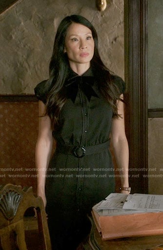 Joan’s black belted shirtdress on Elementary