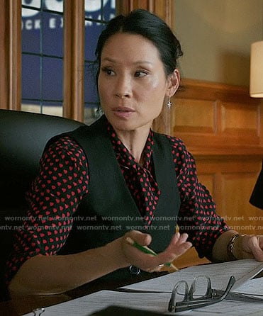 Joan’s heart print blouse on Elementary