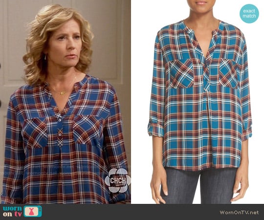 Joie 'Nelia' Plaid Silk Top worn by Vanessa Baxter (Nancy Travis) on Last Man Standing