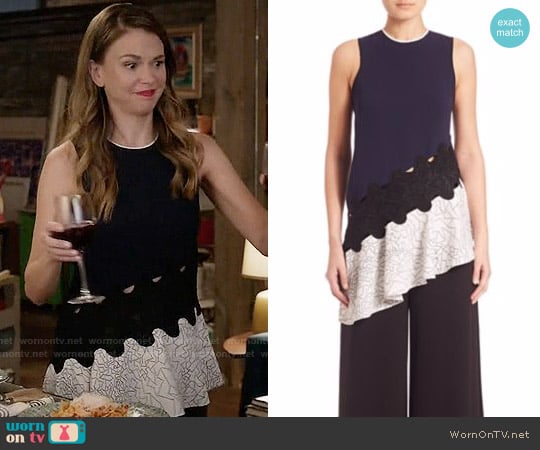 Jonathan Simkhai Asymmetrical Constellation-Print Top worn by Liza Miller (Sutton Foster) on Younger