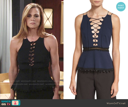 WornOnTV: Phyllis’s lace-up peplum top on The Young and the Restless ...