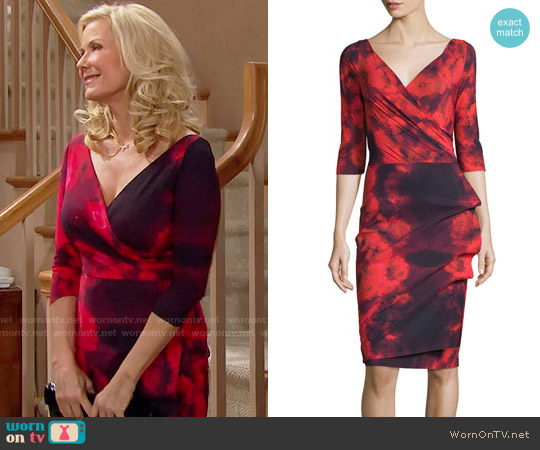 La Petite Robe di Chiara Boni Floral Tie-Dye Dress in Winter Blossom Red worn by Brooke Logan (Katherine Kelly Lang) on The Bold and the Beautiful