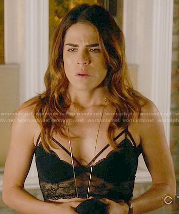 Laurel’s black lace bralette on How to Get Away with Murder