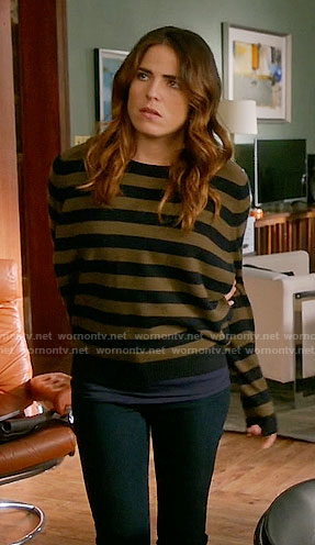 Laurel’s green and navy striped sweater on How to Get Away with Murder