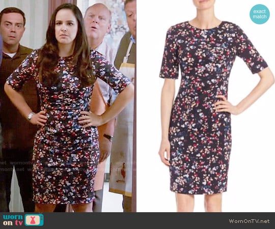 LK Bennett Polena Floral-Print Sheath Dress worn by Amy Santiago (Melissa Fumero) on Brooklyn Nine-Nine