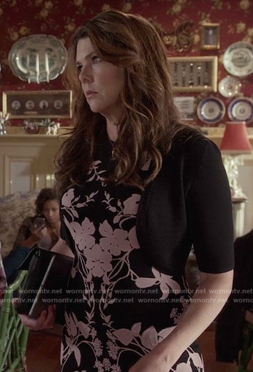 Lorelai’s black and pink floral dress on Gilmore Girls: A Year in the Life