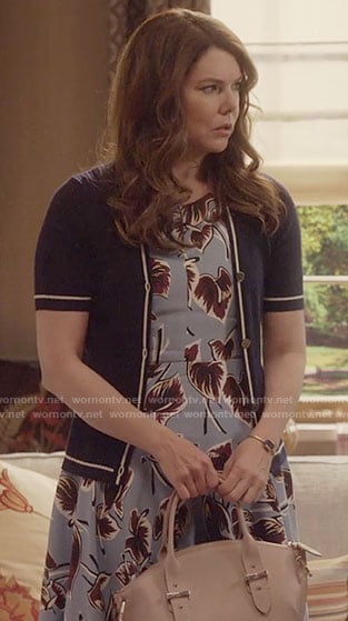 Lorelai’s blue leaf print dress on Gilmore Girls: A Year in the Life