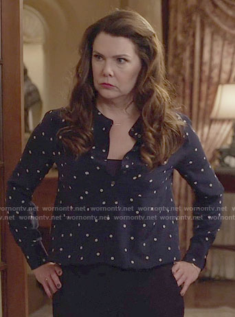 Lorelai’s navy polka dot blouse on Gilmore Girls: A Year in the Life
