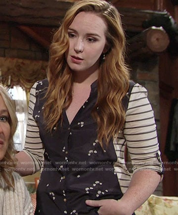 Mariah’s floral and striped top on The Young and the Restless