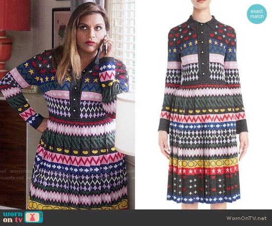 Mary Katrantzou Cecile Dress worn by Mindy Lahiri (Mindy Kaling) on The Mindy Project