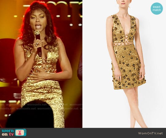 Michael Kors Floral Metallic-Embroidered Brocade Dress worn by Cookie Lyon (Taraji P. Henson) on Empire