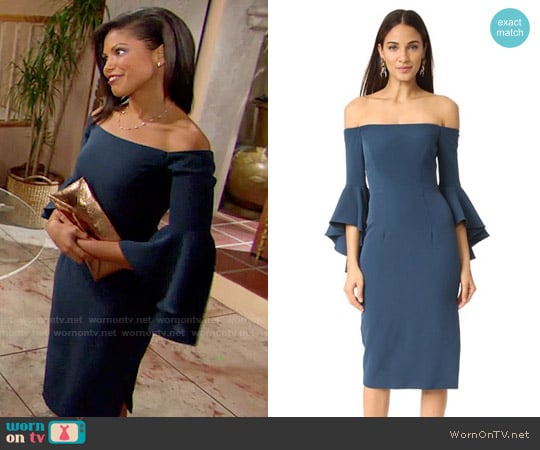 Milly Selena Dress in Peacock worn by Maya Avant (Karla Mosley) on The Bold and the Beautiful