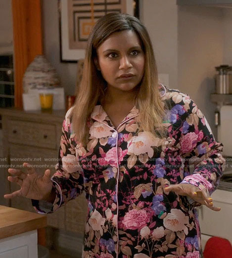 Mindy's floral pajamas on The Mindy Project