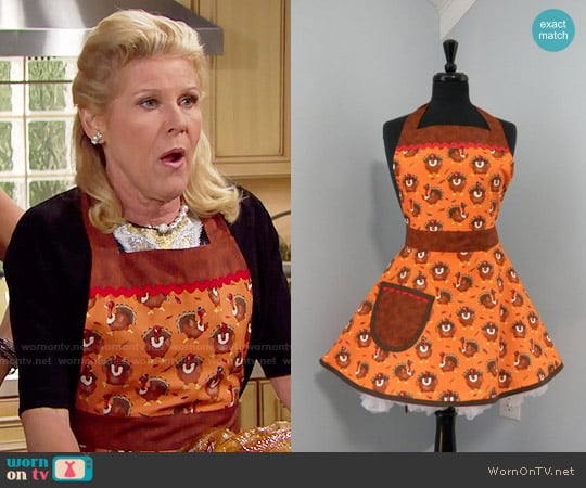 MyEmptyNestDesigns Thanksgiving Turkey Full Apron worn by Pamela Douglas (Alley Mills) on The Bold and the Beautiful