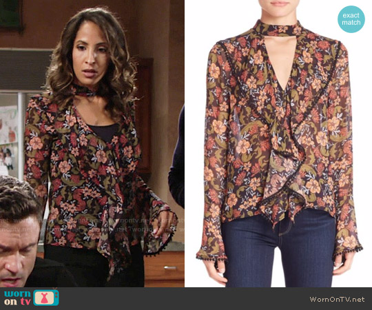 Nicholas Floral Frill Cut-Out Top worn by Lily Winters (Christel Khalil) on The Young and the Restless