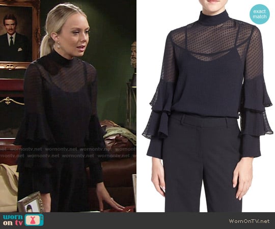 Olivia Palermo + Chelsea28 Tiered Sleeve Silk Top worn by Abby Newman (Melissa Ordway) on The Young and the Restless