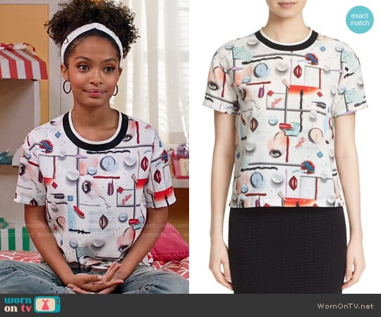 Opening Ceremony Print Short Sleeve Top worn by Zoey Johnson (Yara Shahidi) on Black-ish