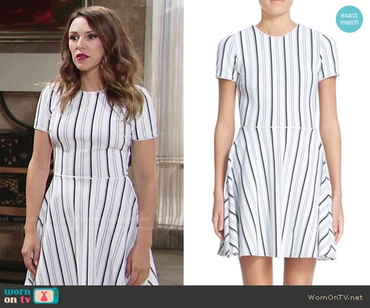 Opening Ceremony Striped Fit & Flare Dress worn by Chloe Mitchell (Elizabeth Hendrickson) on The Young and the Restless