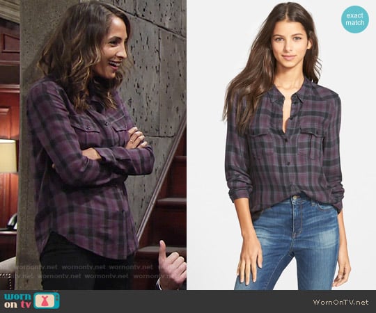 Paige Mya Shirt in Purple worn by Lily Winters (Christel Khalil) on The Young and the Restless