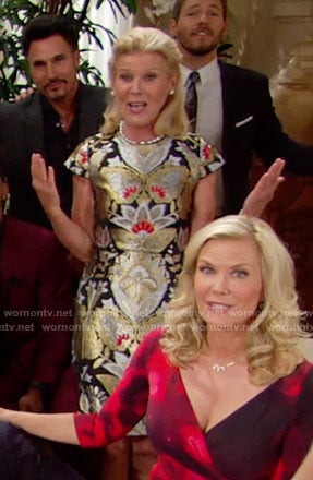 Pam’s metallic Thanksgiving dress on The Bold and the Beautiful