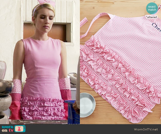 Pottery Barn Kids Pink Ruffle Gingham Apron worn by Chanel Oberlin (Emma Roberts) on Scream Queens