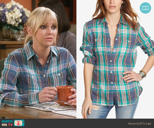 Ralph Lauren Denim & Supply Plaid Utility Shirt worn by Christy Plunkett (Anna Faris) on Mom