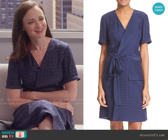 Frame 'Le Wrap Tie' Silk Wrap Dress in Navy Dot worn by Rory Gilmore (Alexis Bledel) on Gilmore Girls