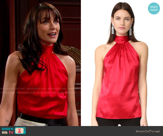 Ramy Brook Paige Top in Crimson worn by Quinn Fuller (Rena Sofer) on The Bold & the Beautiful