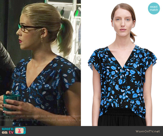 Rebecca Taylor Kyoto Floral Top worn by Felicity Smoak (Emily Bett Rickards) on Arrow