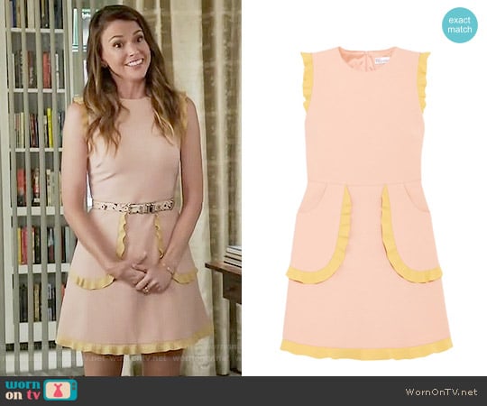 RED Valentino Two-tone Ruffle-trimmed Cady Mini Dress worn by Liza Miller (Sutton Foster) on Younger