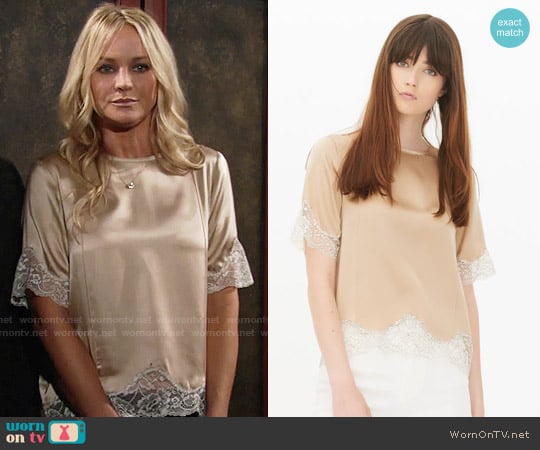 Sandro Twiggy Top worn by Sharon Newman (Sharon Case) on The Young and the Restless