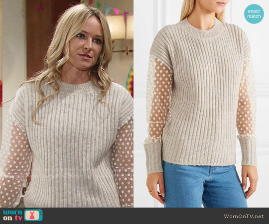 See by Chloe Lace Ribbed Pullover worn by Sharon Newman (Sharon Case) on The Young and the Restless