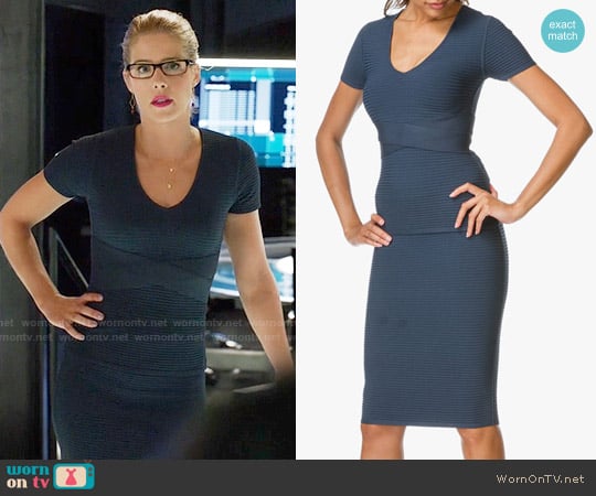 T by Alexander Wang Rib Criss Cross Top and Skirt worn by Felicity Smoak (Emily Bett Rickards) on Arrow